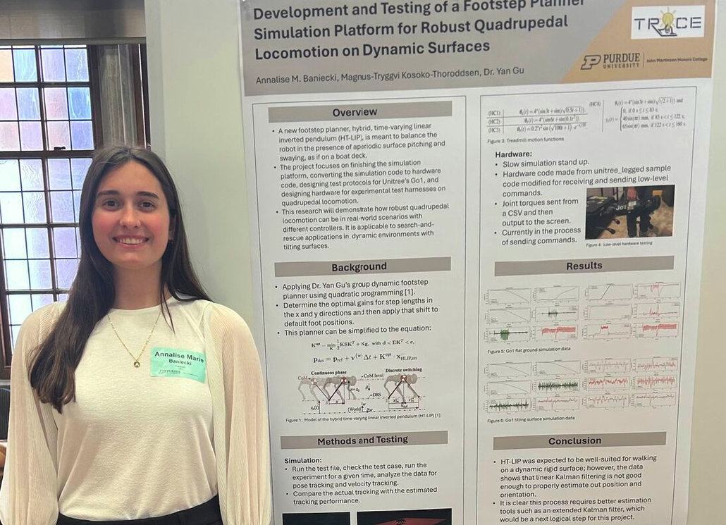 Annalise presenting her quadrupedal footstep planner research poster